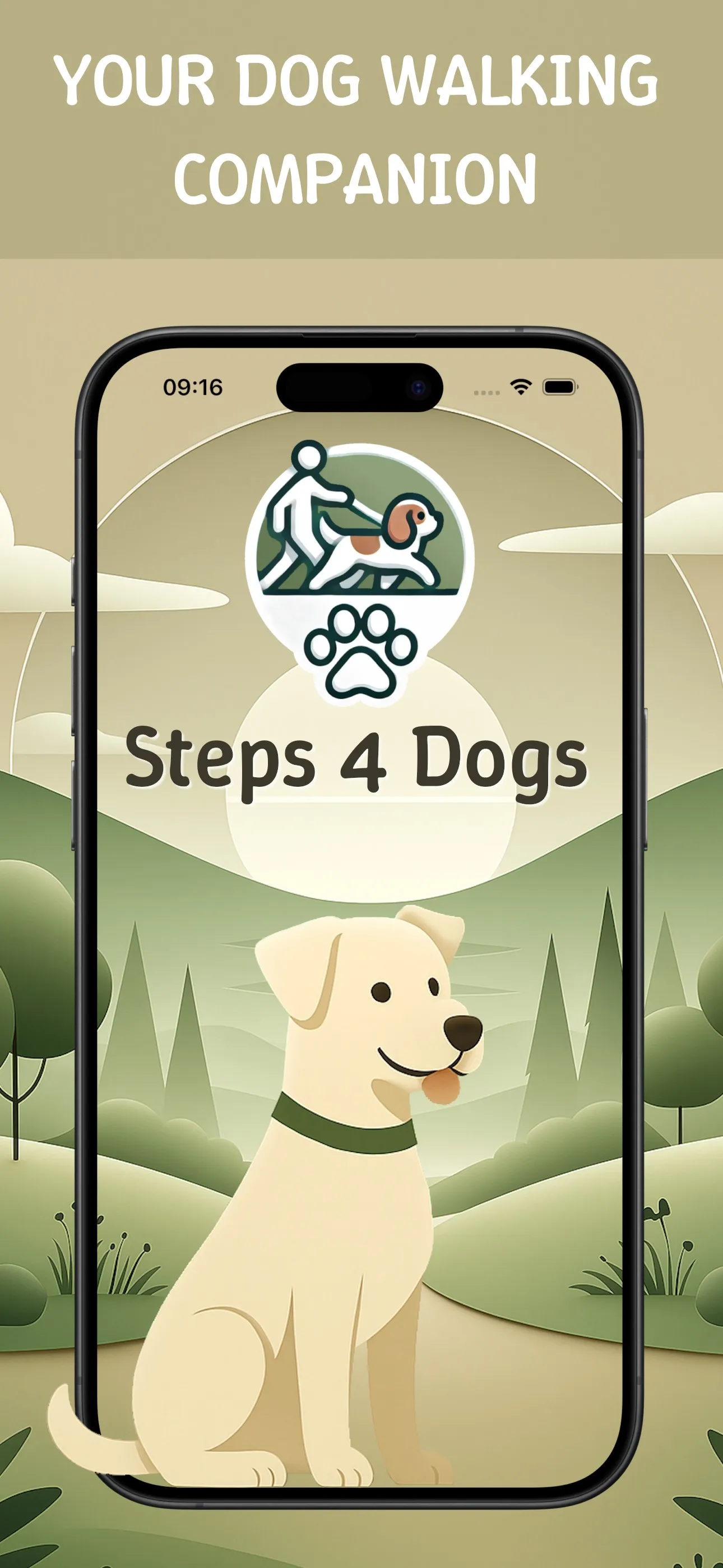 Steps4Dogs App - feature view, screen 1